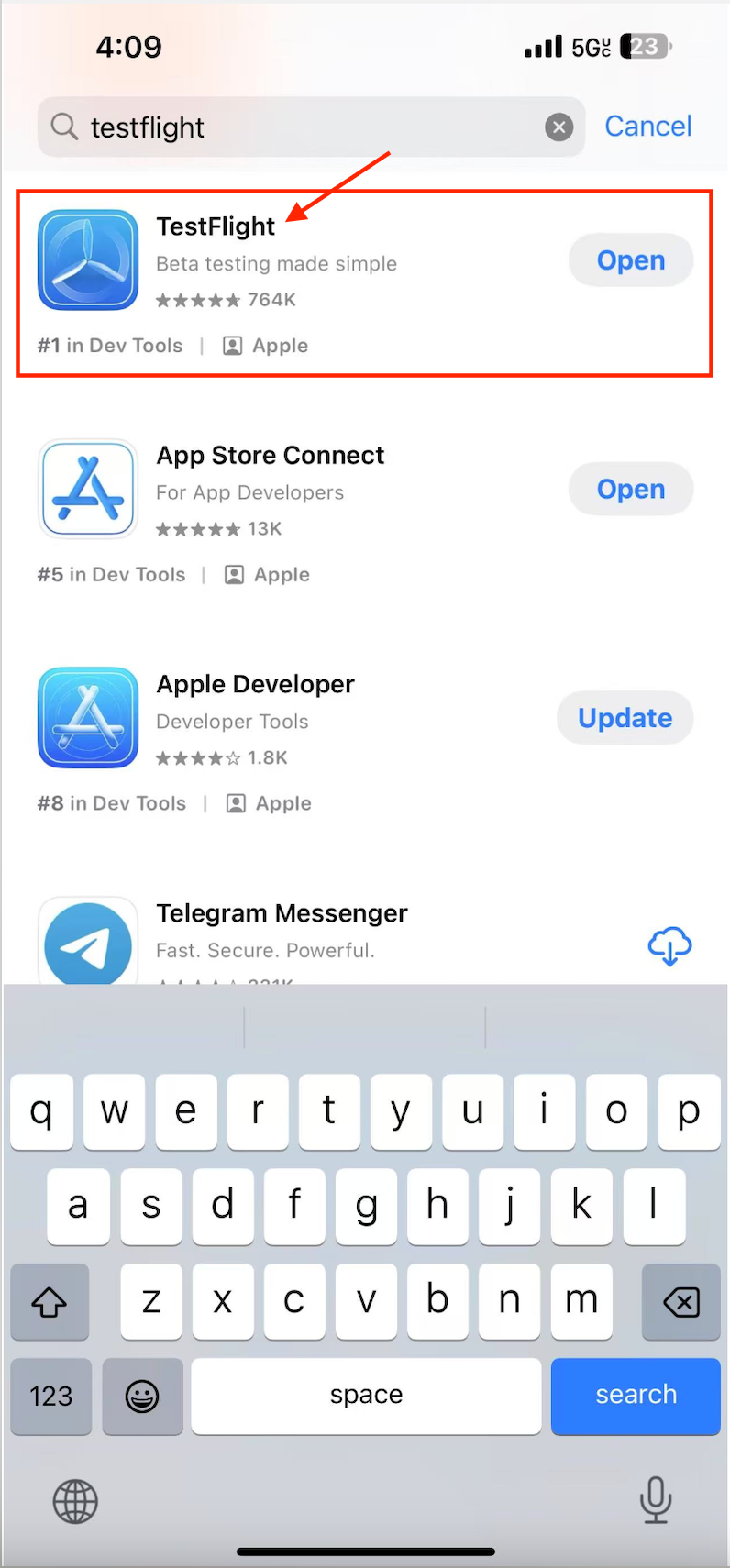 Install TestFlight screenshot